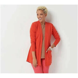 2/$30 NEW Isaac Mizrahi Live! Cardigan Size Small Open Front Hi-Low Hem Sweater